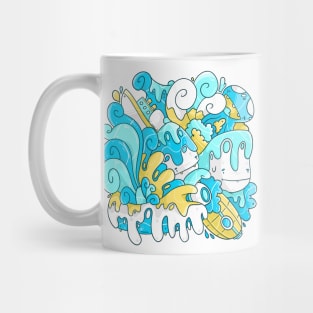 Cute Stormy Sea Whale Doodle Mug